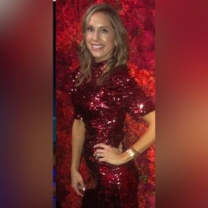 Red sequin Alice + Olivia dress